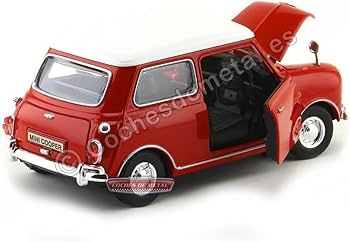 赤と白のミニクーパー　1/18 ミニカー、箱付き 1/18 Mini Cooper 1967 ミニ クーパー 赤 白 梱包サイズ80